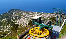 O teleférico para o Monte Solaro